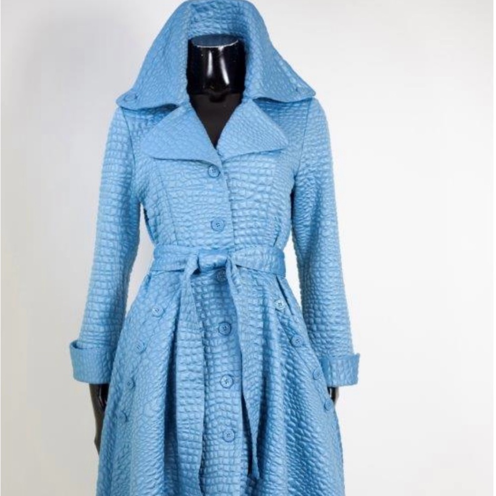 Samuel Dong-MediumElegant Blue Textured Coat-NWT